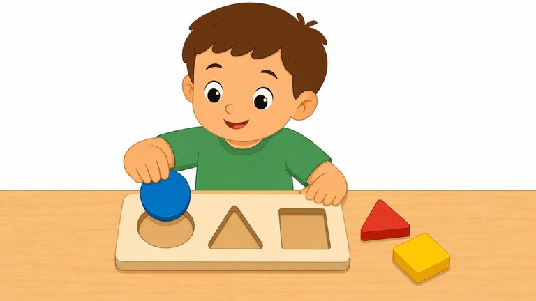 [replace] Put-In Routine: Shapes and Household Pieces