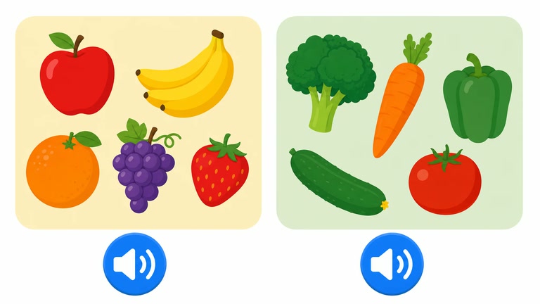Picture-to-Spoken-Label Matching: Fruit and Vegetables