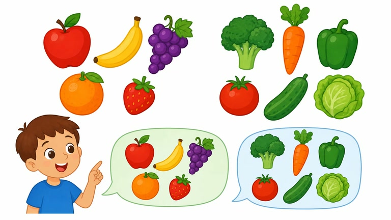 Picture-to-Spoken Class Phrases: Fruit and Vegetables
